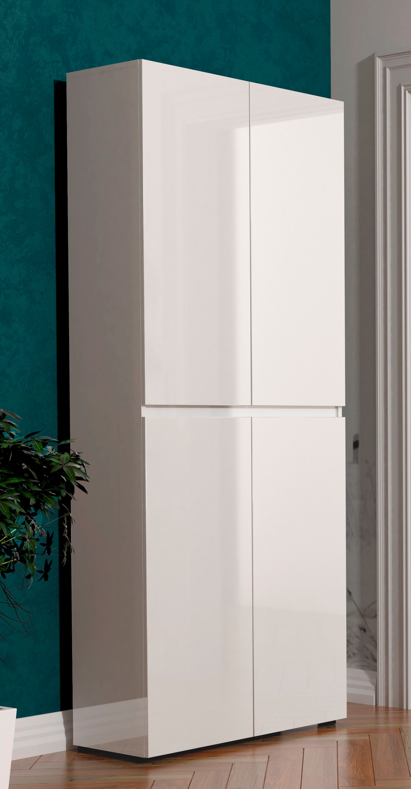 INOSIGN Schuhschrank »MISTER-  Schuhregal, Made in Italy, 12 Fächer, 10 Einlegeböden« Breite 80 cm, Höhe 200 cm, 4 Türen, wendbare Blende
