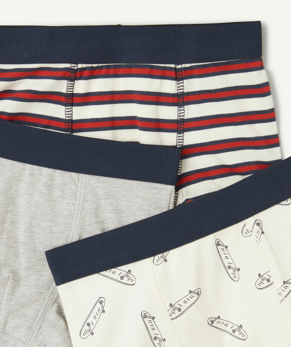 LOT DE 3 BOXERS GARÇON EN COTON BIOLOGIQUE THÈME SKATES