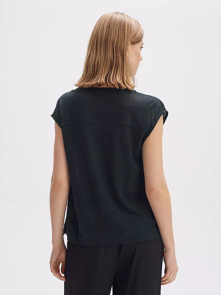 OPUS Leinen T-Shirt SASKINO petrol