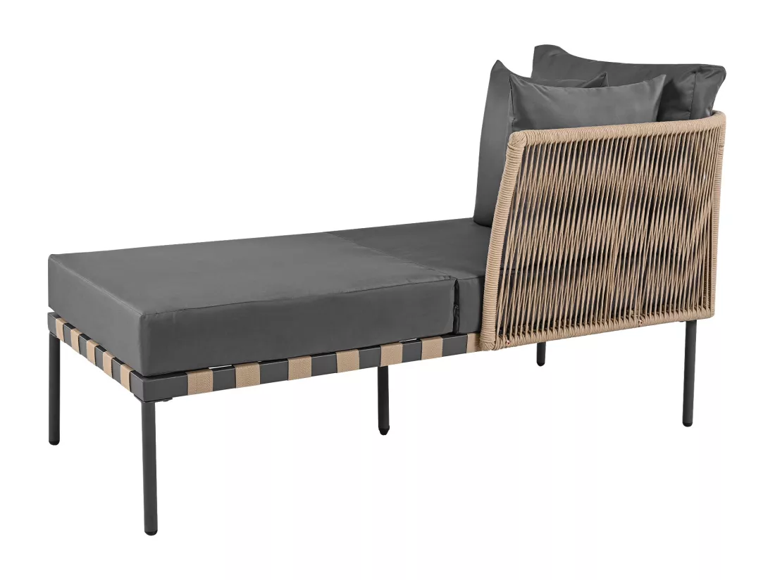 Bain de soleil - canapé de jardin - chaise longue de jardin démontable et modulable - en fer galvanisé et Rotin - 2 places - Gris