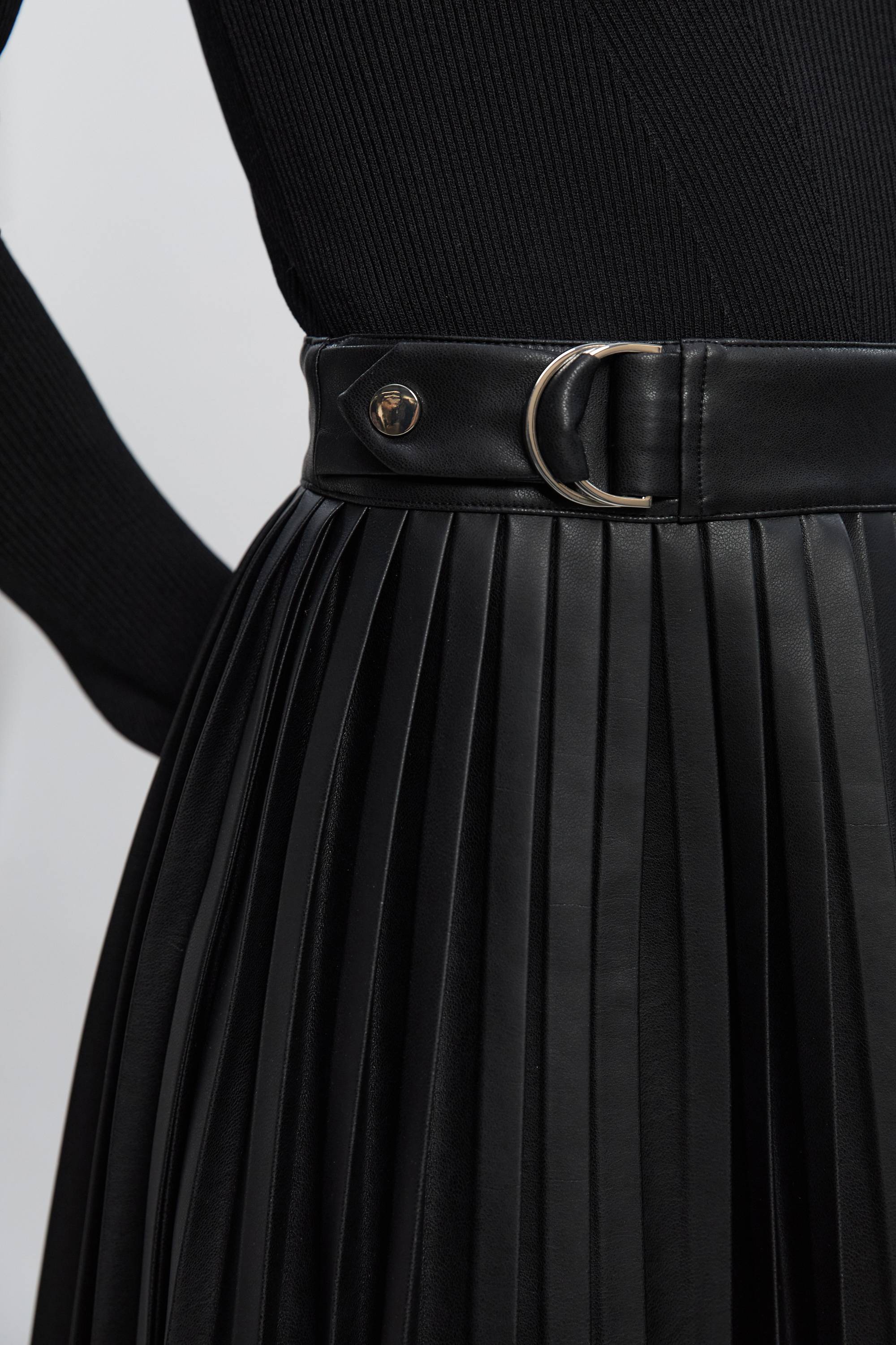 KarenMillen Robe Mi-longue Plissée Petite Maille Col Zippé Mix synthétique