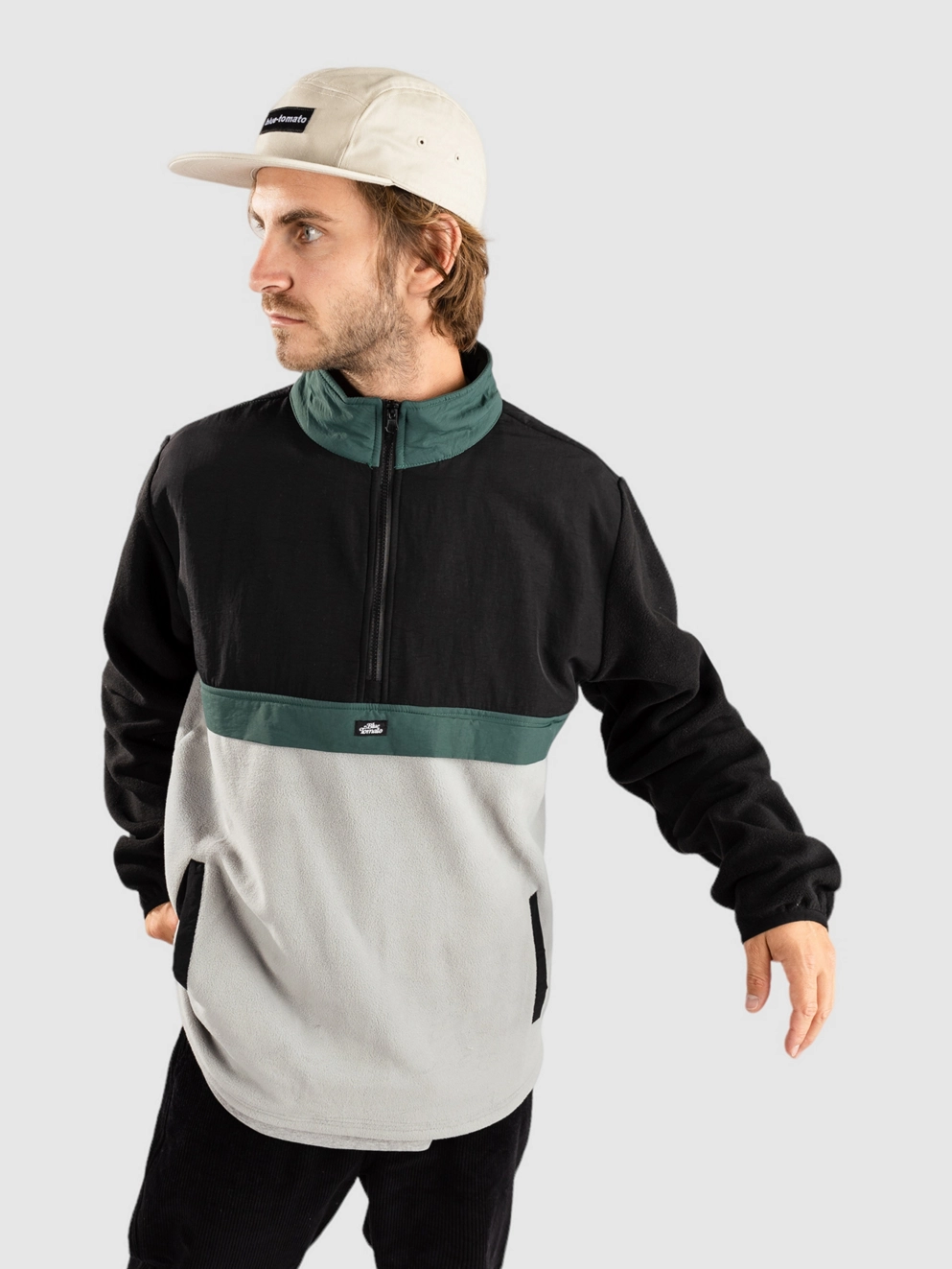 Blue Tomato 1/4 Placket Sweater black