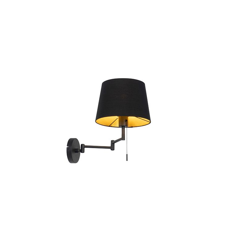 Wandlamp zwart met zwarte kap en verstelbare arm - Ladas Deluxe