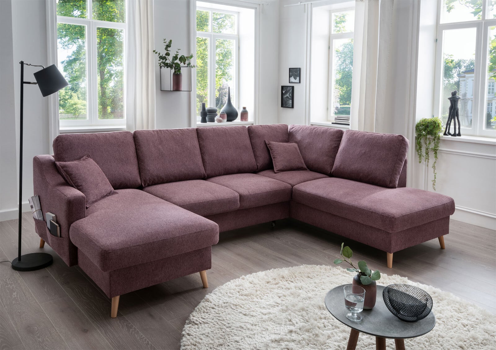 Garnitur Valentina 301x94x200 cm Bordeaux