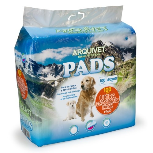 Pacote com 100 tapetes higiênicos para cães.