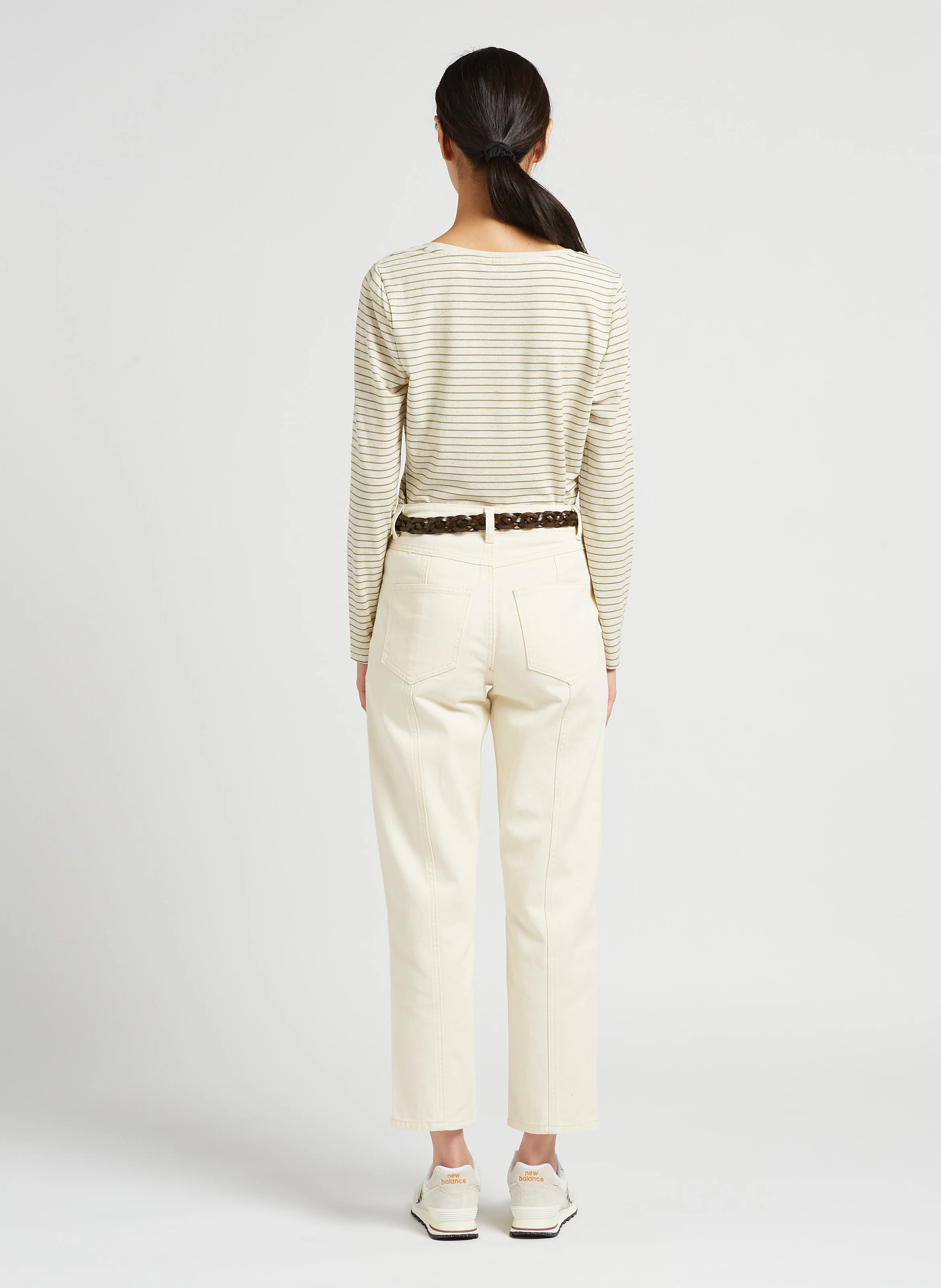 Jean droit en coton| Beige