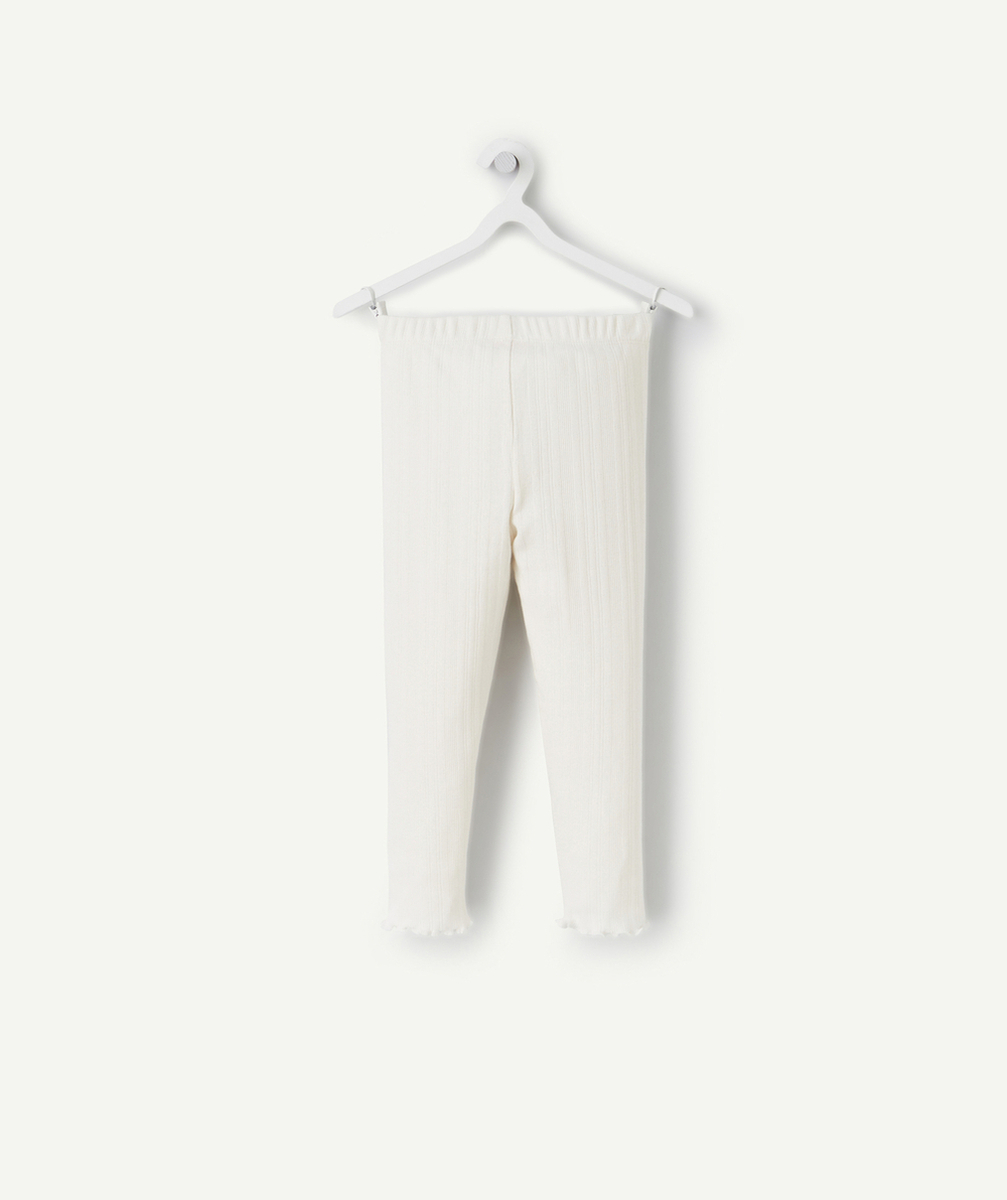 LEGGING EN MAILLE AJOURÉE FILLE EN COTON BIOLOGIQUE ÉCRU