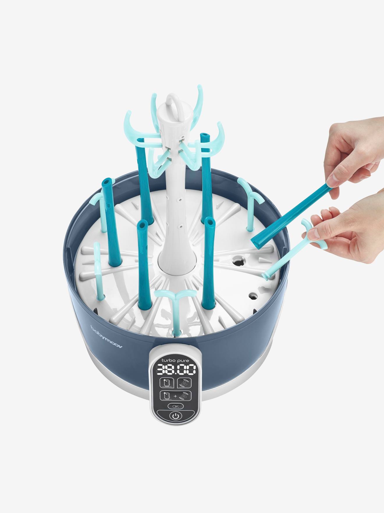 Esterilizador e Secador de Mamadeiras Elétrico BABYMOOV Turbo Pure, Azul Médio