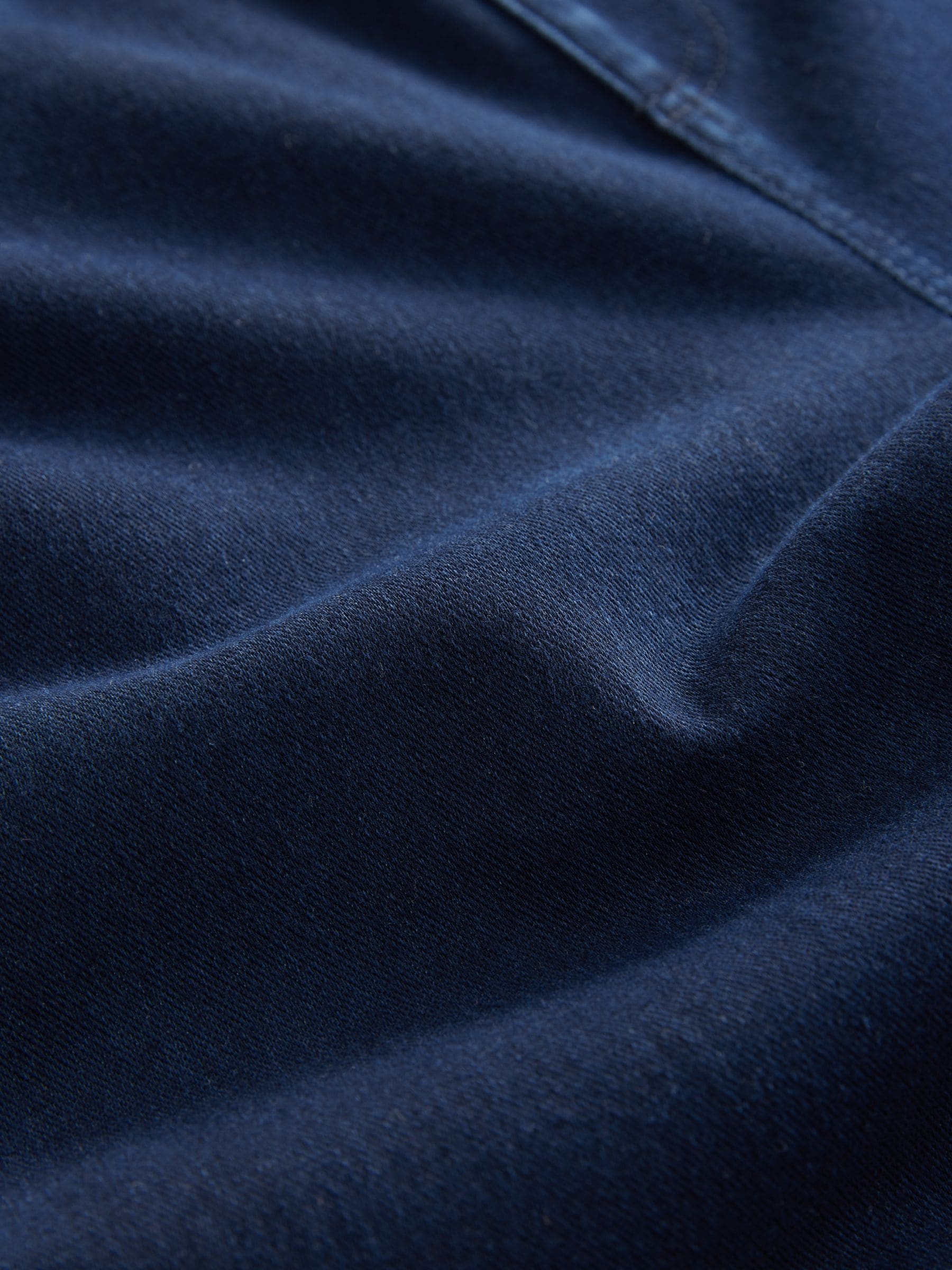 Blauw met wassing - Jersey denim broek met wijde pijpen