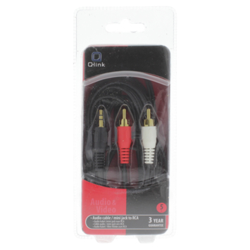 Q-Link tulp kabel 1STE/2RCA male-male 5 meter rood/wit