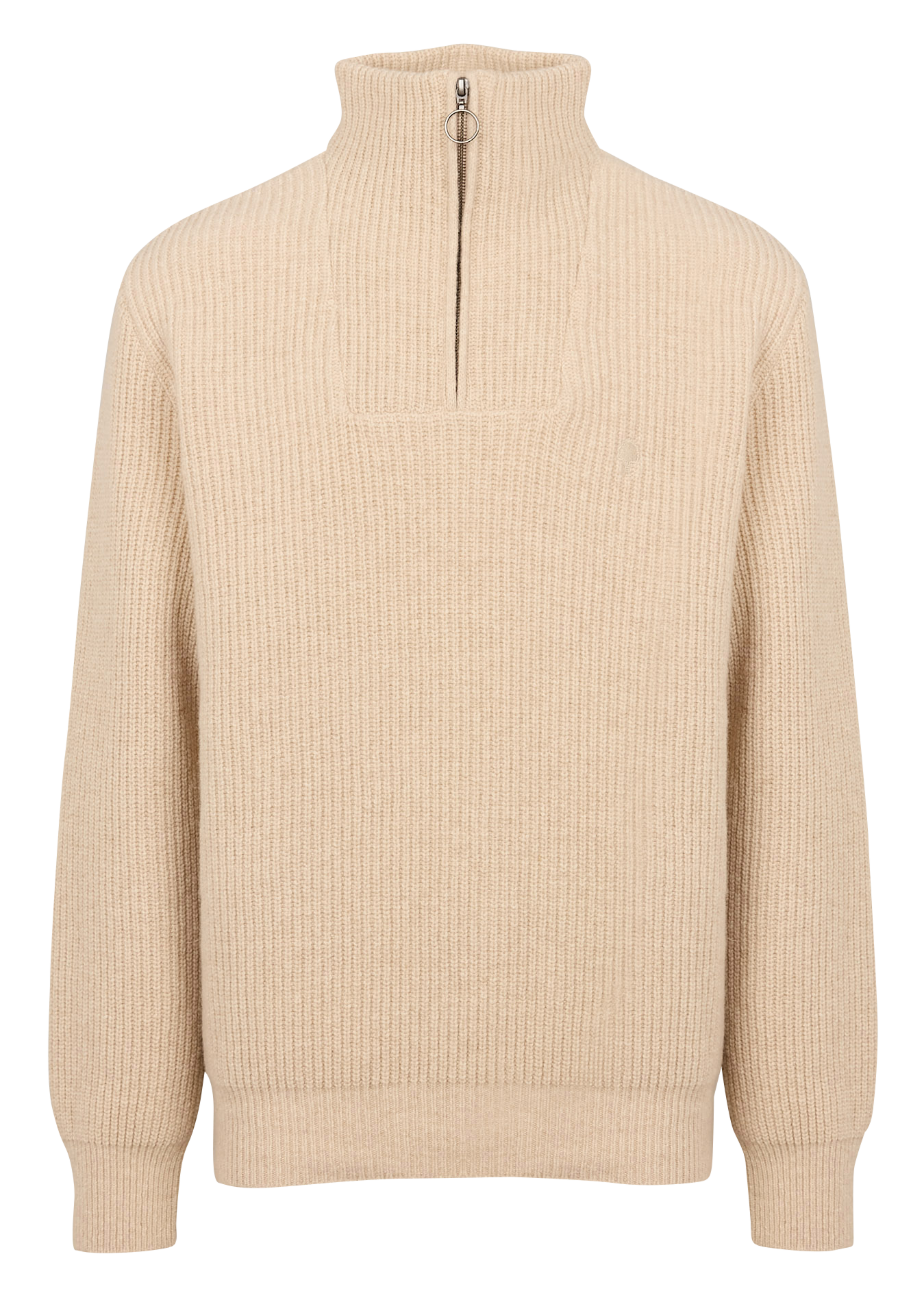 ARDENNE - Pull côtelé zippé en laine mélangée | Beige