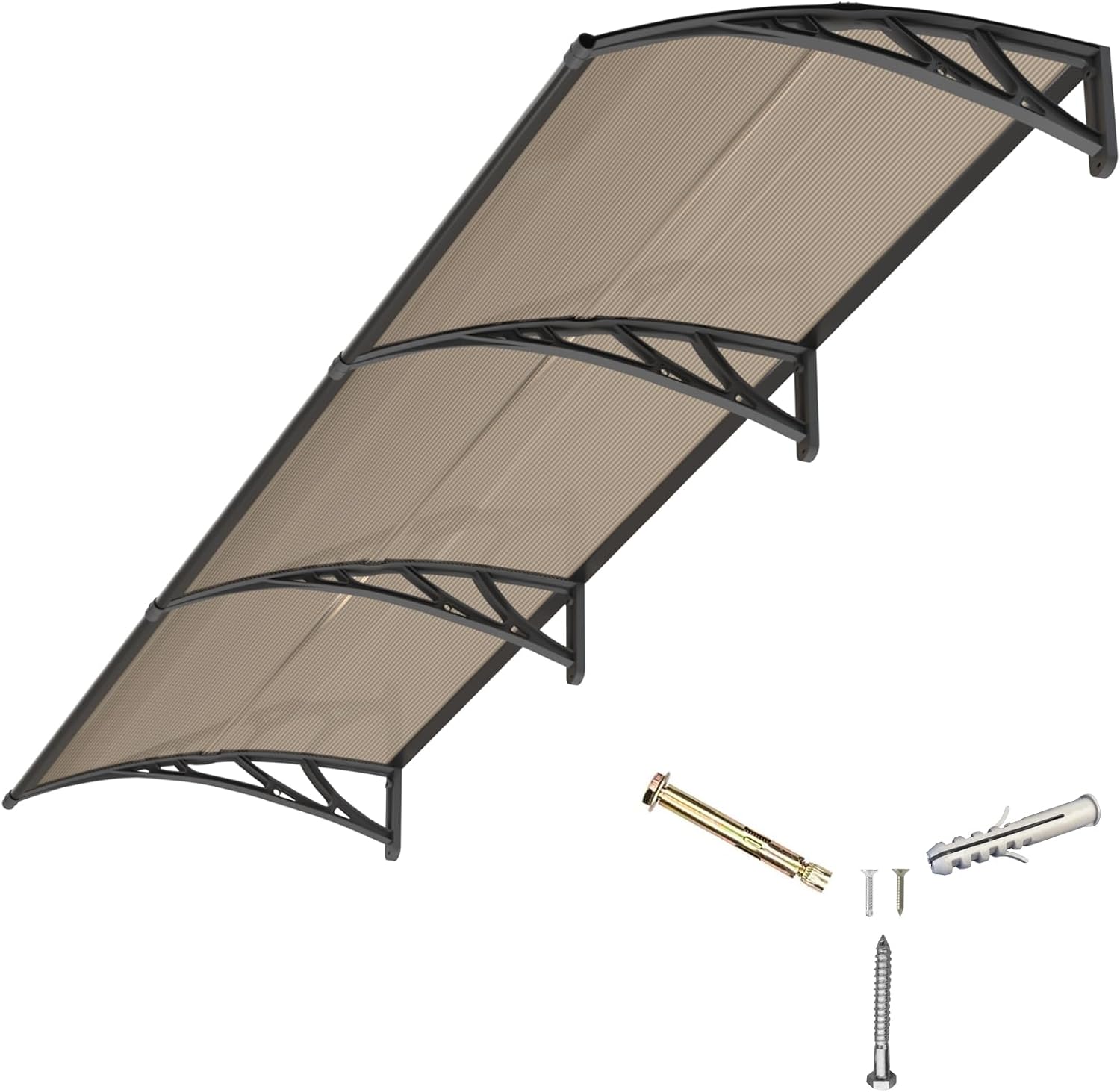Vordach für Haustür,300x100cm Fenstervordach für Türen,Polycarbonat Pultvordach Überdachung für UV-,Regen- und Schneeschutz – Ideal für Veranda, Terrasse und Fenster