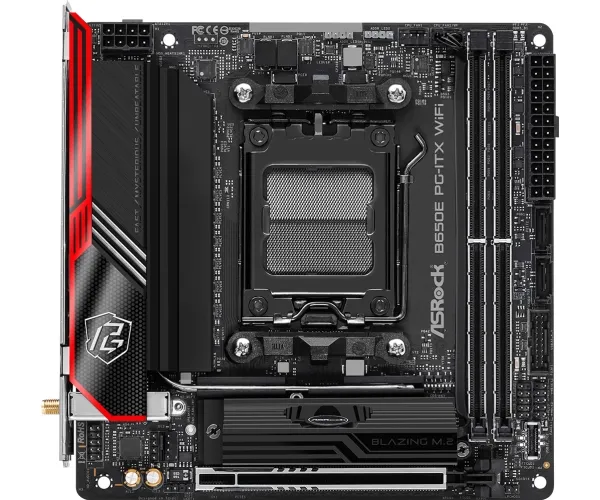 [OUTLET] - ASRock B650E PG-ITX WiFi - Bundkort - mini ITX - Socket AM5 - AMD B650 Chipset - USB 3.2 Gen 1, USB 3.2 Gen 2, USB-C 3.2 Gen2, USB-C 3.2 Gen 2x2 - Bluetooth, 2.5 Gigabit LAN, Wi-Fi 6 - onboard grafik (CPU påkrævet) - High Definition Audio