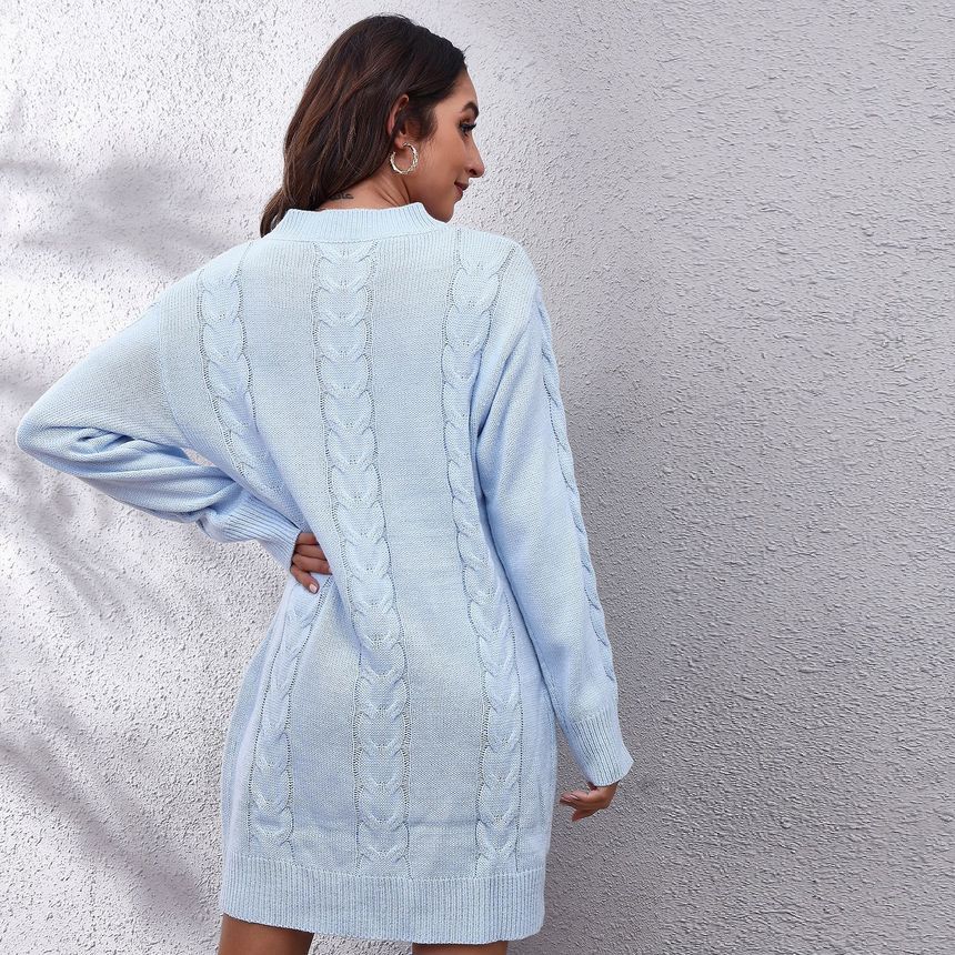 Caranello - Mini-jurk met ronde hals en kabelmotief