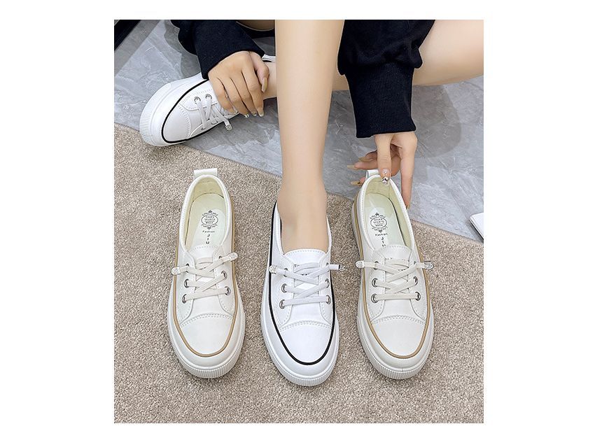 Terute - Platform Contrast Trim Kunstleren Veterschoenen