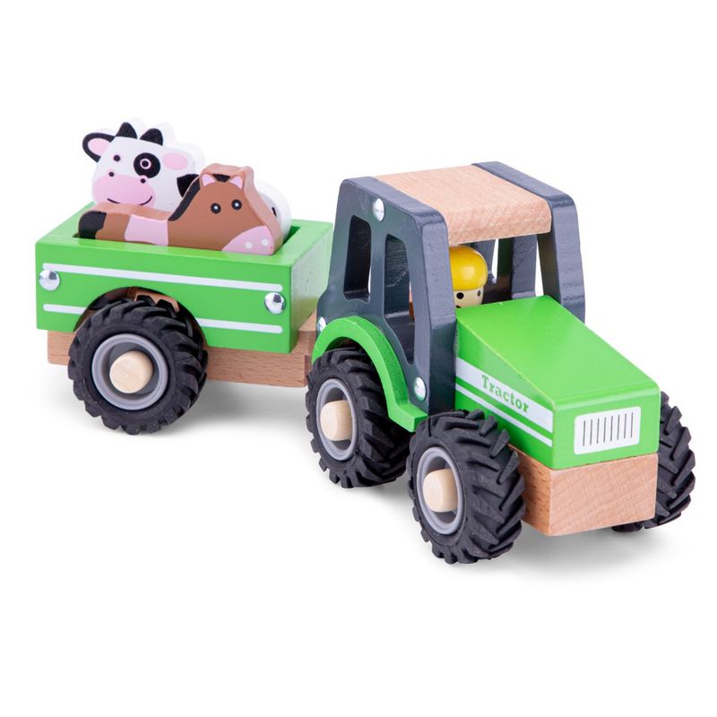 New Classic Toys Grønn Traktor med Dyr i Tre
