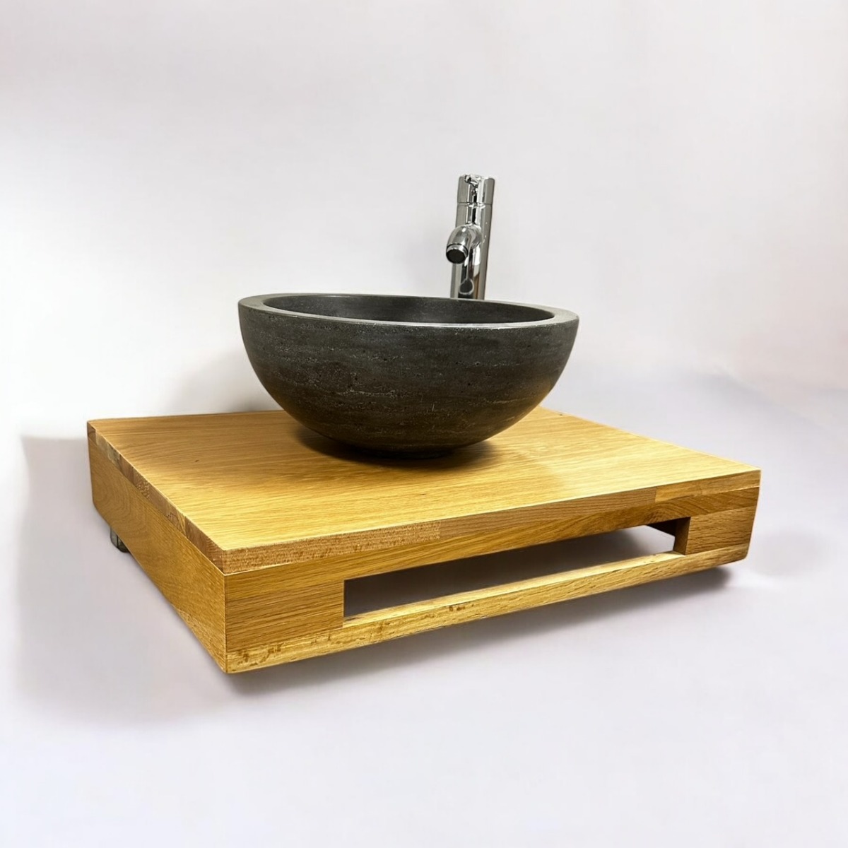 B-Stone 601 eiken wastafelmeubel met handdoekuitsparing inclusief ophangbeugels 60cm