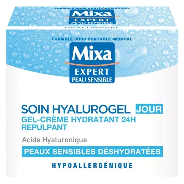 Mixa Visage Hyalurogel Gel-Crème Hydratant 24h Peaux Sensibles Déshydratées 50ml