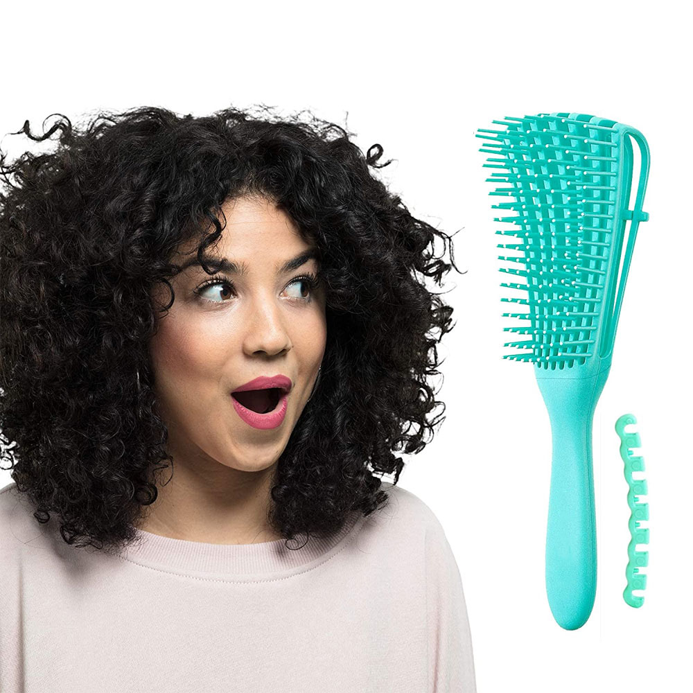 (65-70mm) Verstellbare Locken Styling Haarbürste Kopf Massage Bürste Detangling Brush - Schwarz