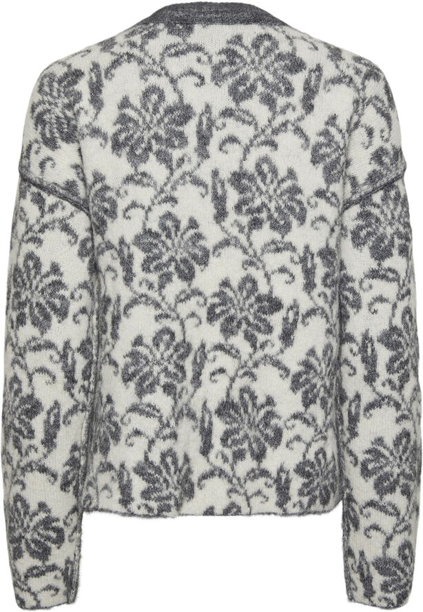 Pieces PCRAGAR LS O-NECK REV JACQUARD KNIT Medium grey melange/cdan jacquard