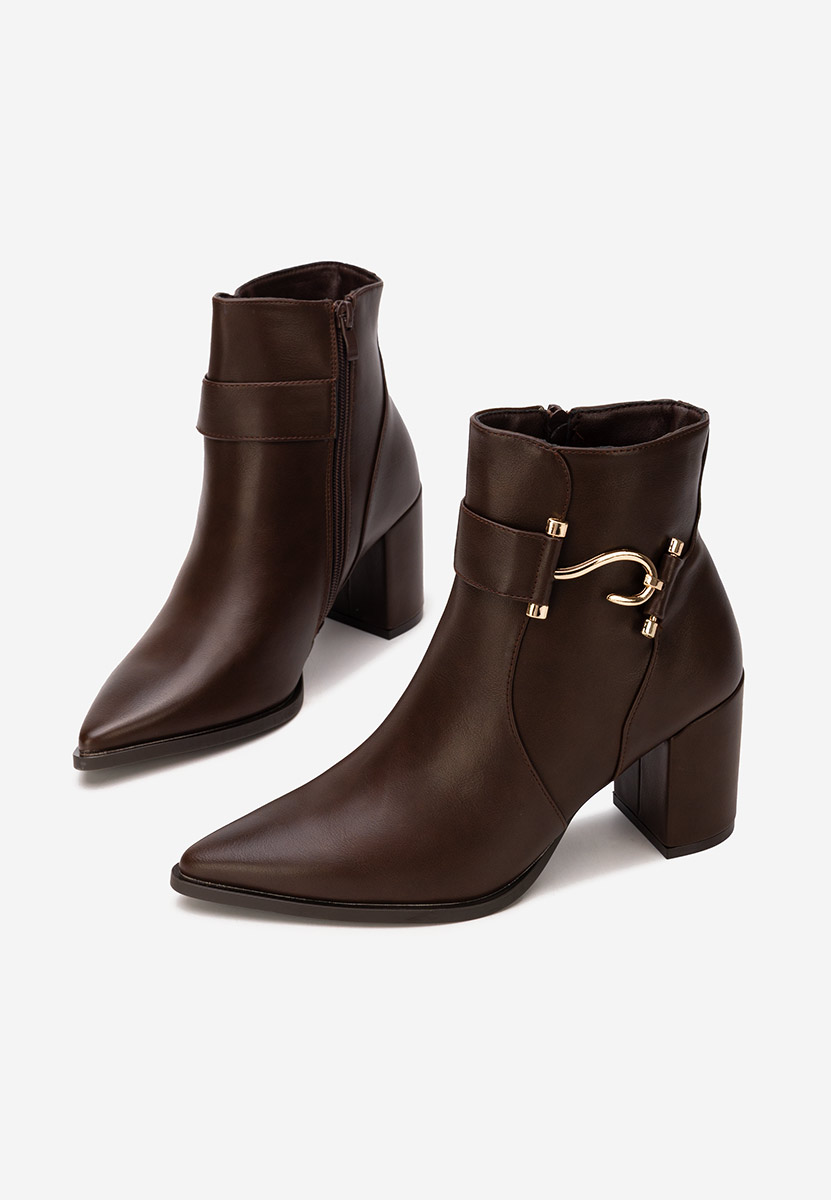 Bottines à gros talon brunes Savira
