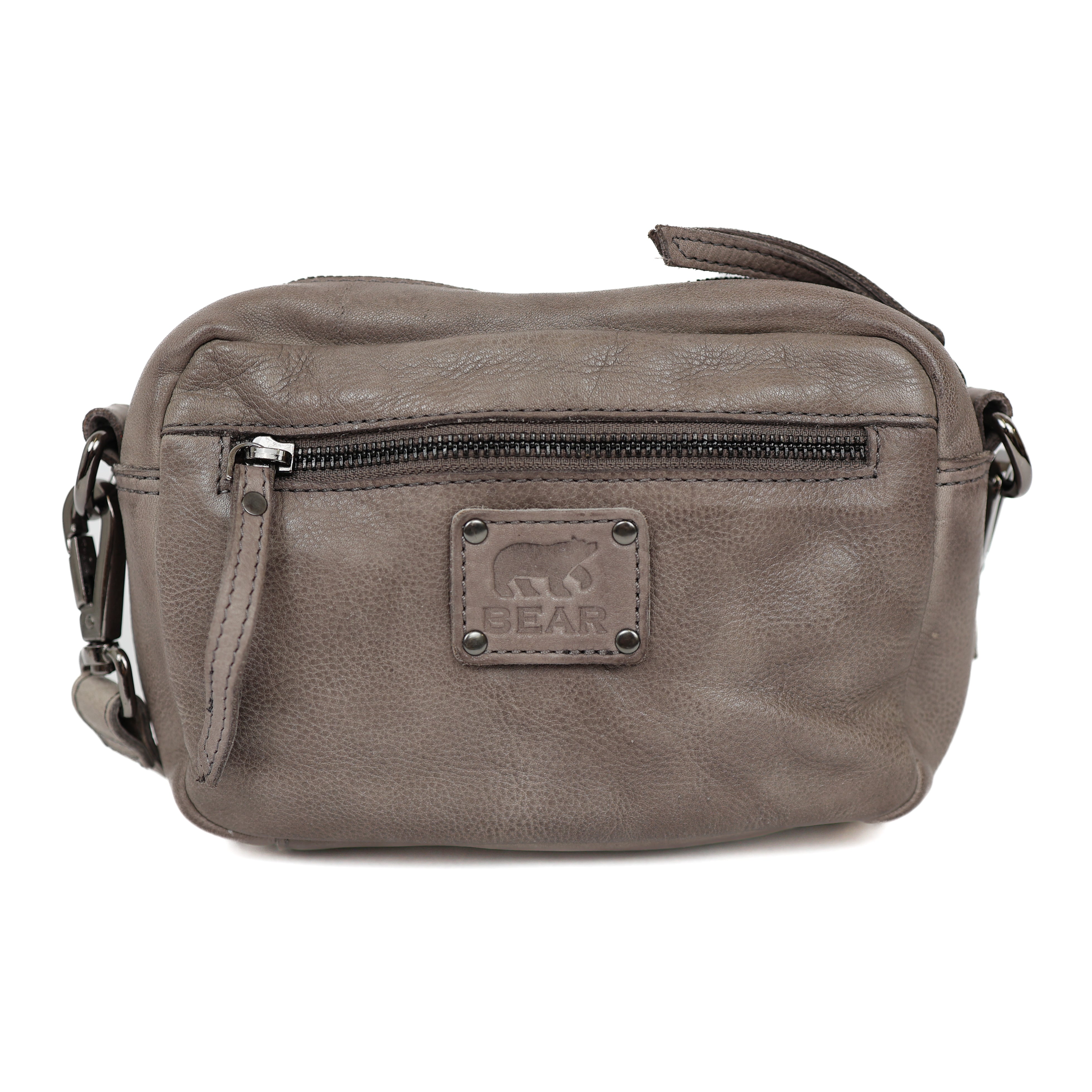 Klein schoudertasje met voorvakjes 'Amber' grijs Grey