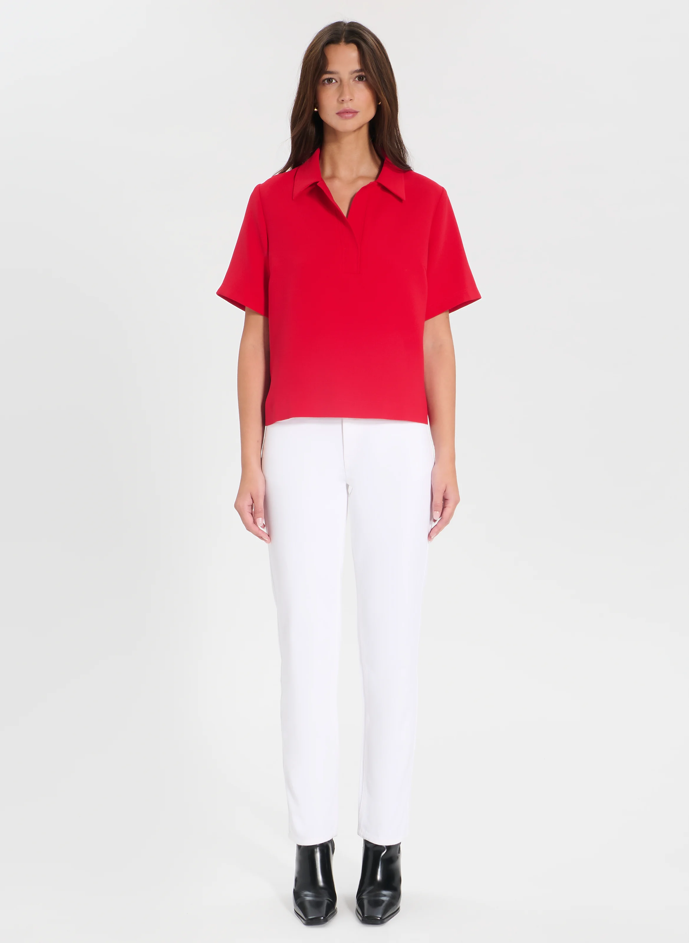 TENDRESSE - Top col chemise | Rouge