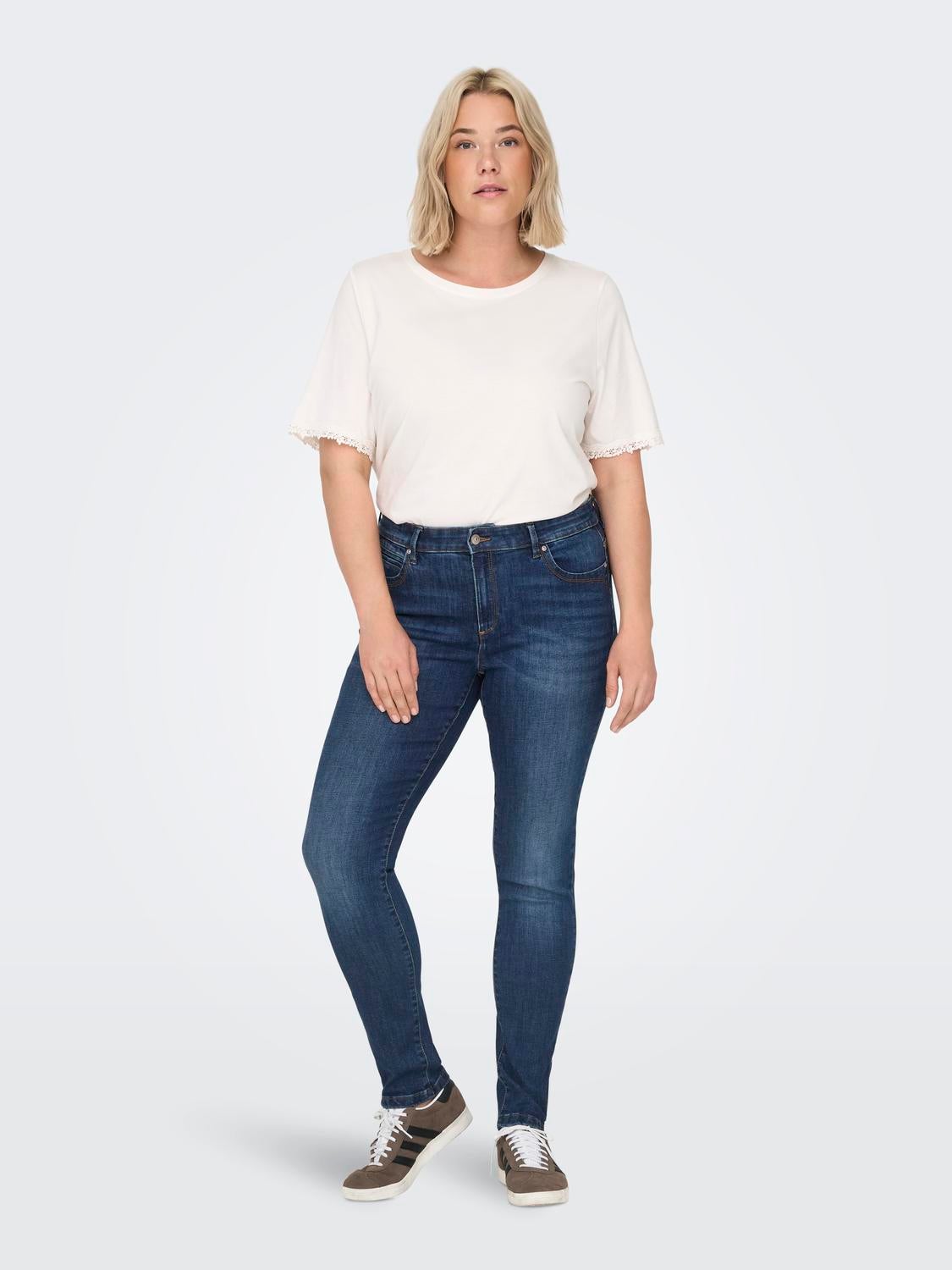 CARKARLA Mittlere Taille Skinny Fit Jeans Dark Blue Denim