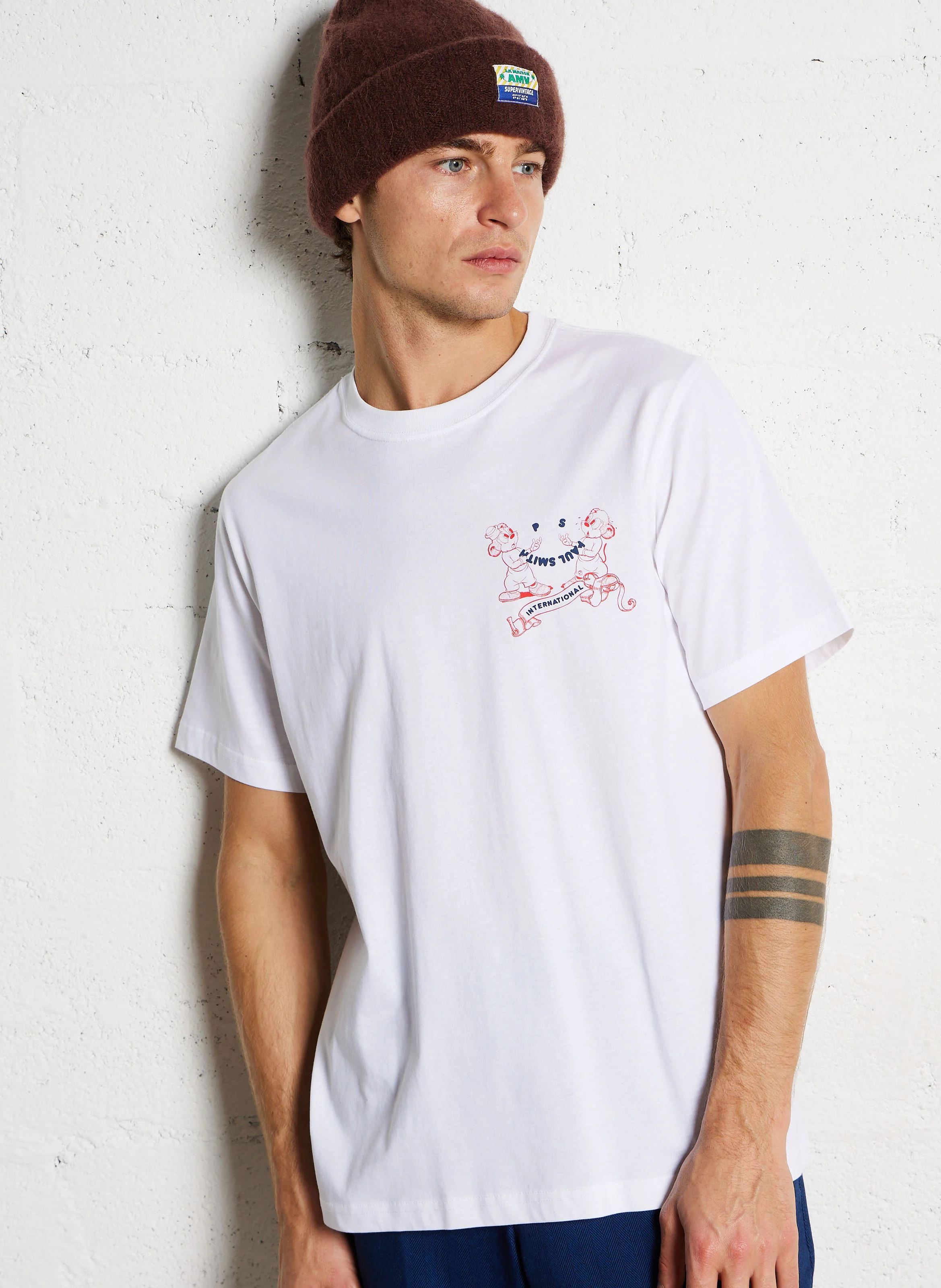 Tee-shirt droit sérigraphié en coton organique | Blanc