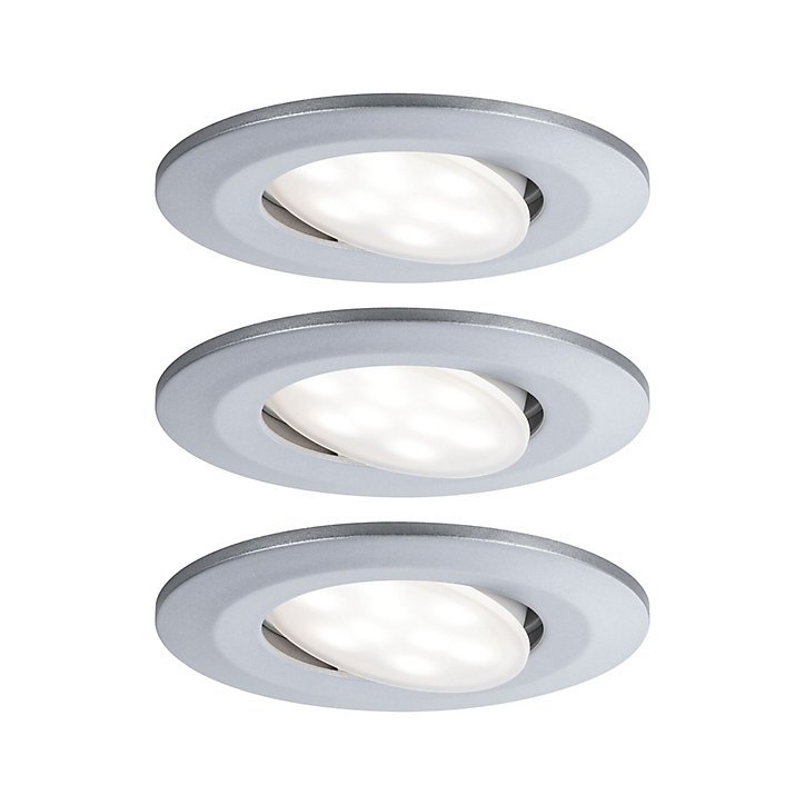 3 spots encastrables Calla LED intégrée 4000K IP65 3x680lm rond orientable chrome mat Paulmann