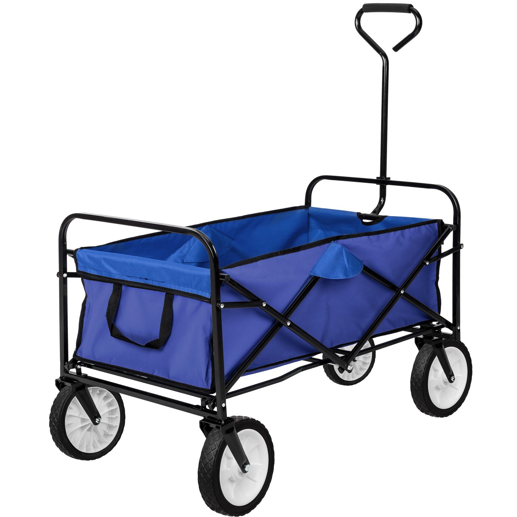 tectake® Bollerwagen, faltbar, abnehmbarer Stoffeinsatz mit 2 Netztaschen, Belastbarkeit 80 kg