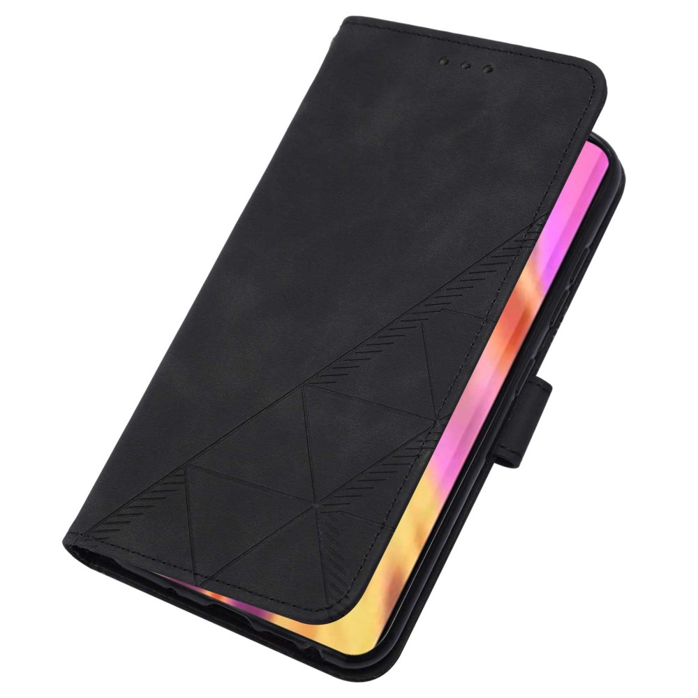Samsung Galaxy S23 Ultra 5G Necklace Leder Tasche Flip Cover Geometrisches Imprint Muster - Schwarz