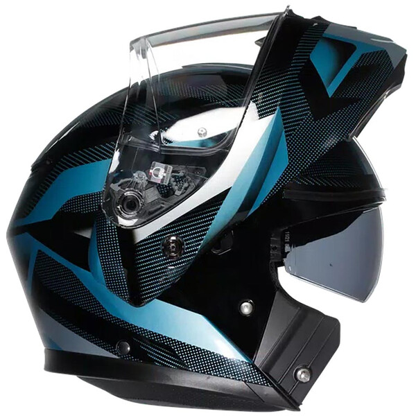 AGV - Casque Streetmodular Ledro Noir Mat / Bleu Clair