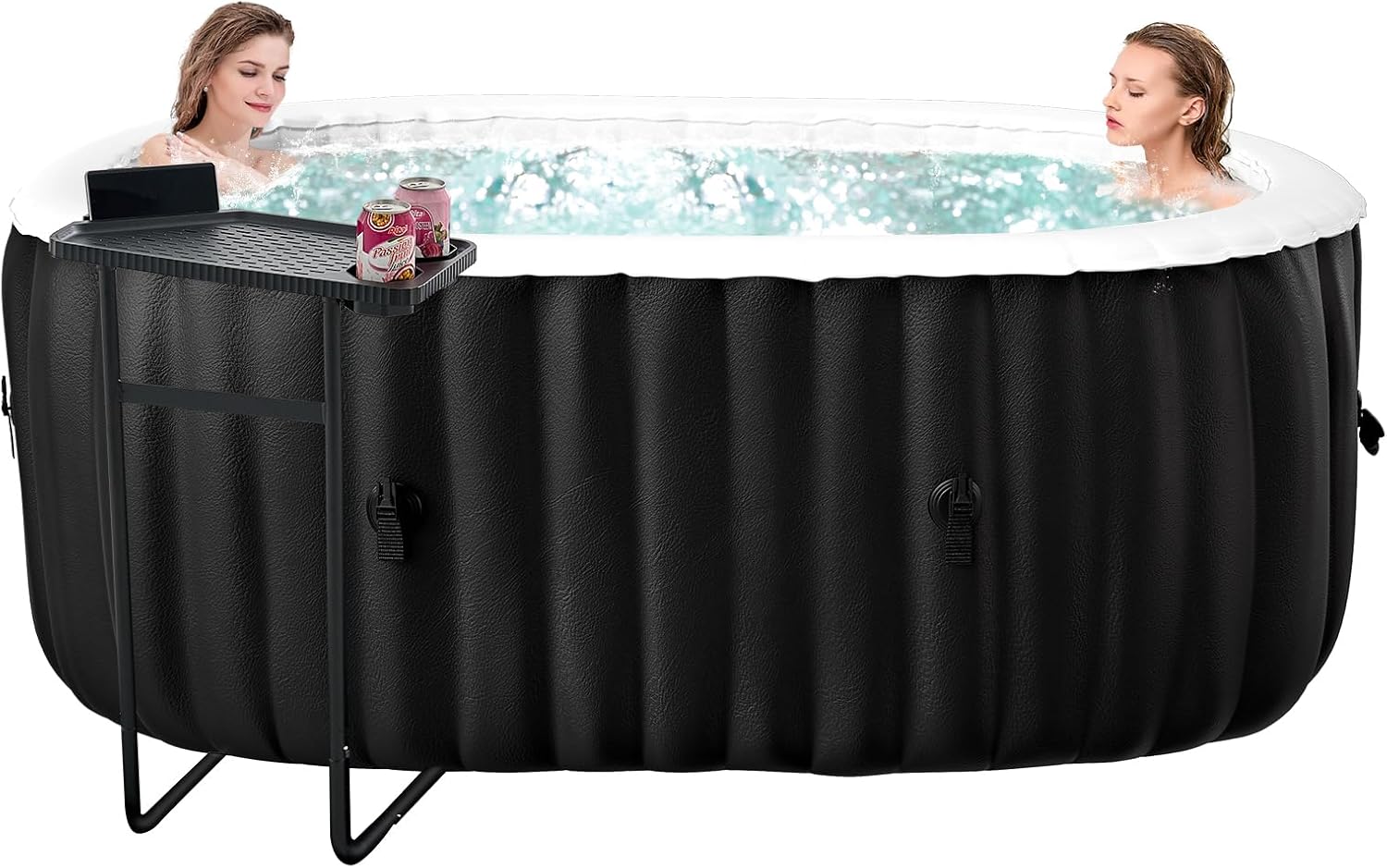 Hot Tub Aufblasbar für 2 Personen, 2400W In/Outdoor SPA Pool Winterfest Mit 100 LuftdüSen, Frostschutz, 550 Liter, Auslaufsichere, Energiesparend, Auto Aufblasen, Bubble Spa & Wellness Massage