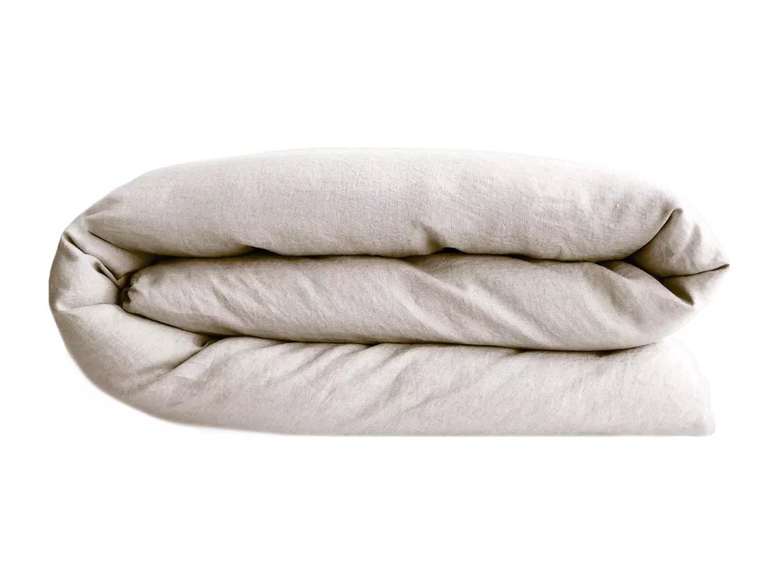 Housse de couette 240x220 cm lin lavé SONATE blanc Naturel