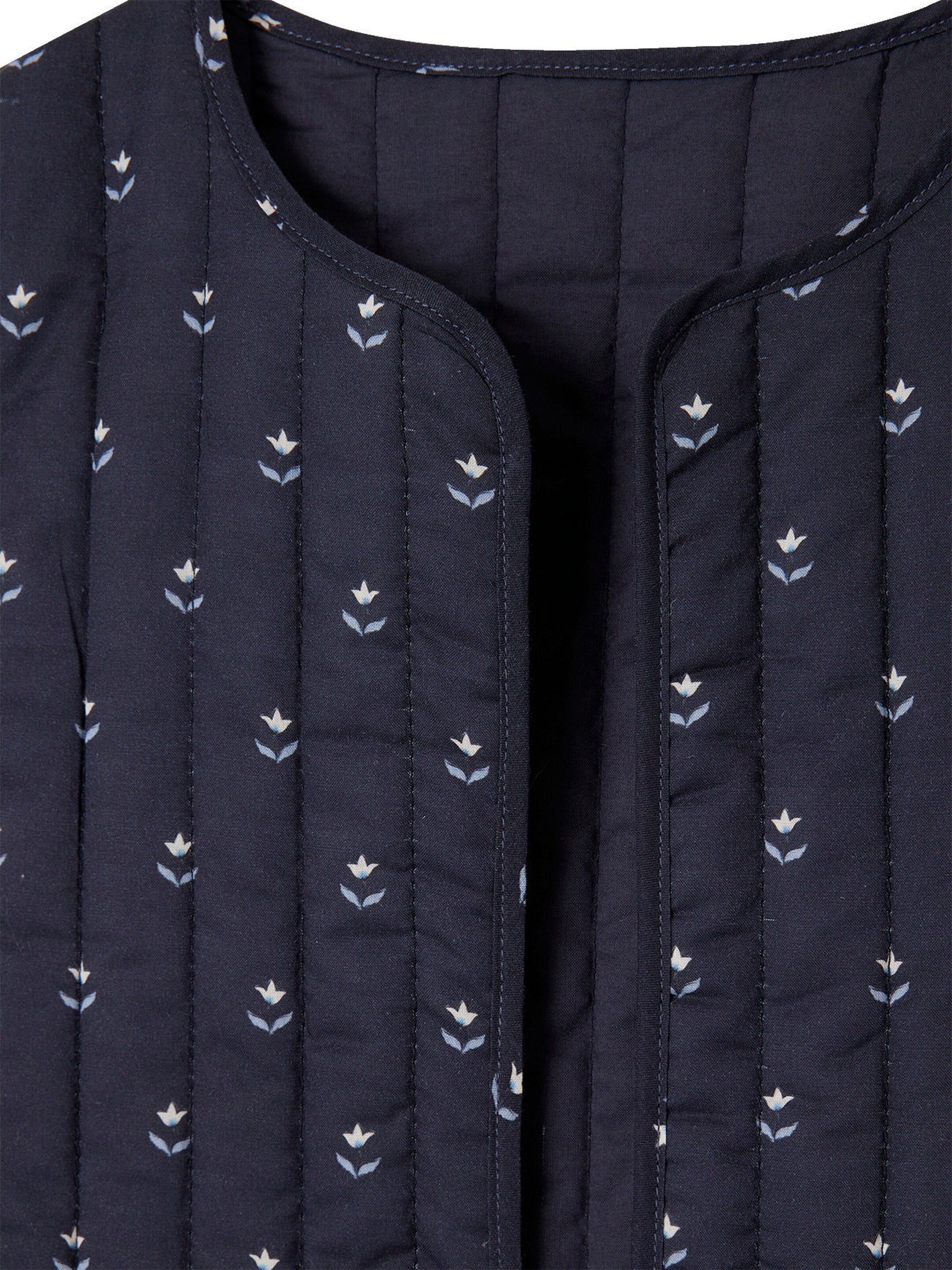 Vertbaudet Gesteppte Mädchen Weste mit Blumen und Recycling-Polyester blau bedruckt