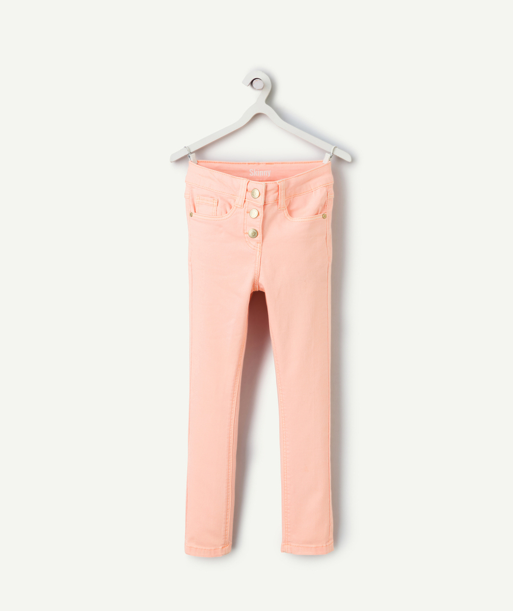 pantalon skinny fille couleur corail