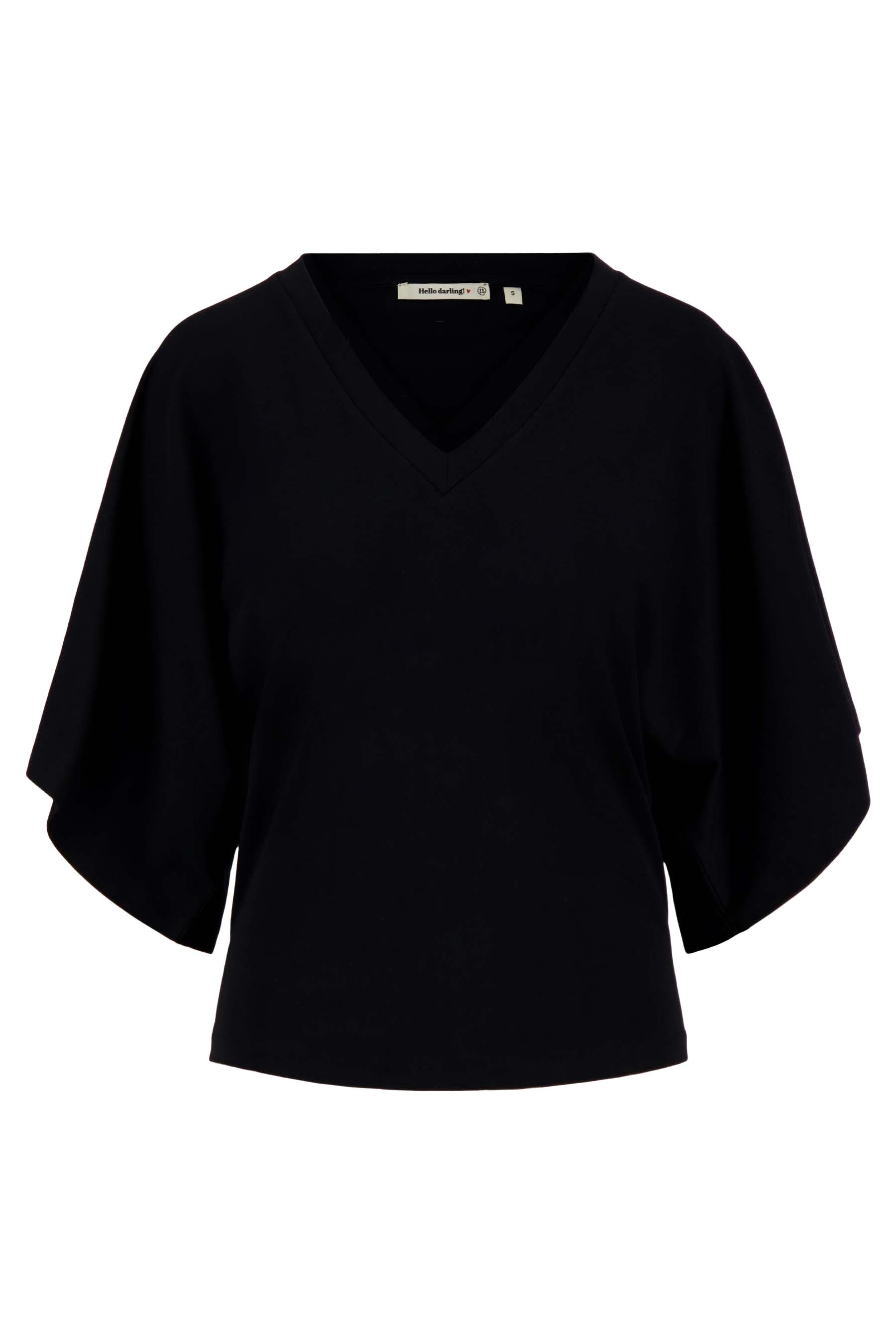 V hals T-shirt wijde mouw met Zusss embroidery