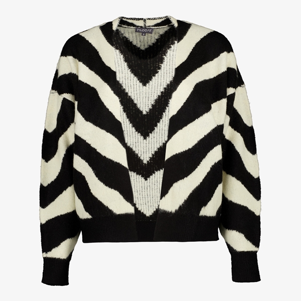 TwoDay dames vest met zebrastrepen zwart/wit