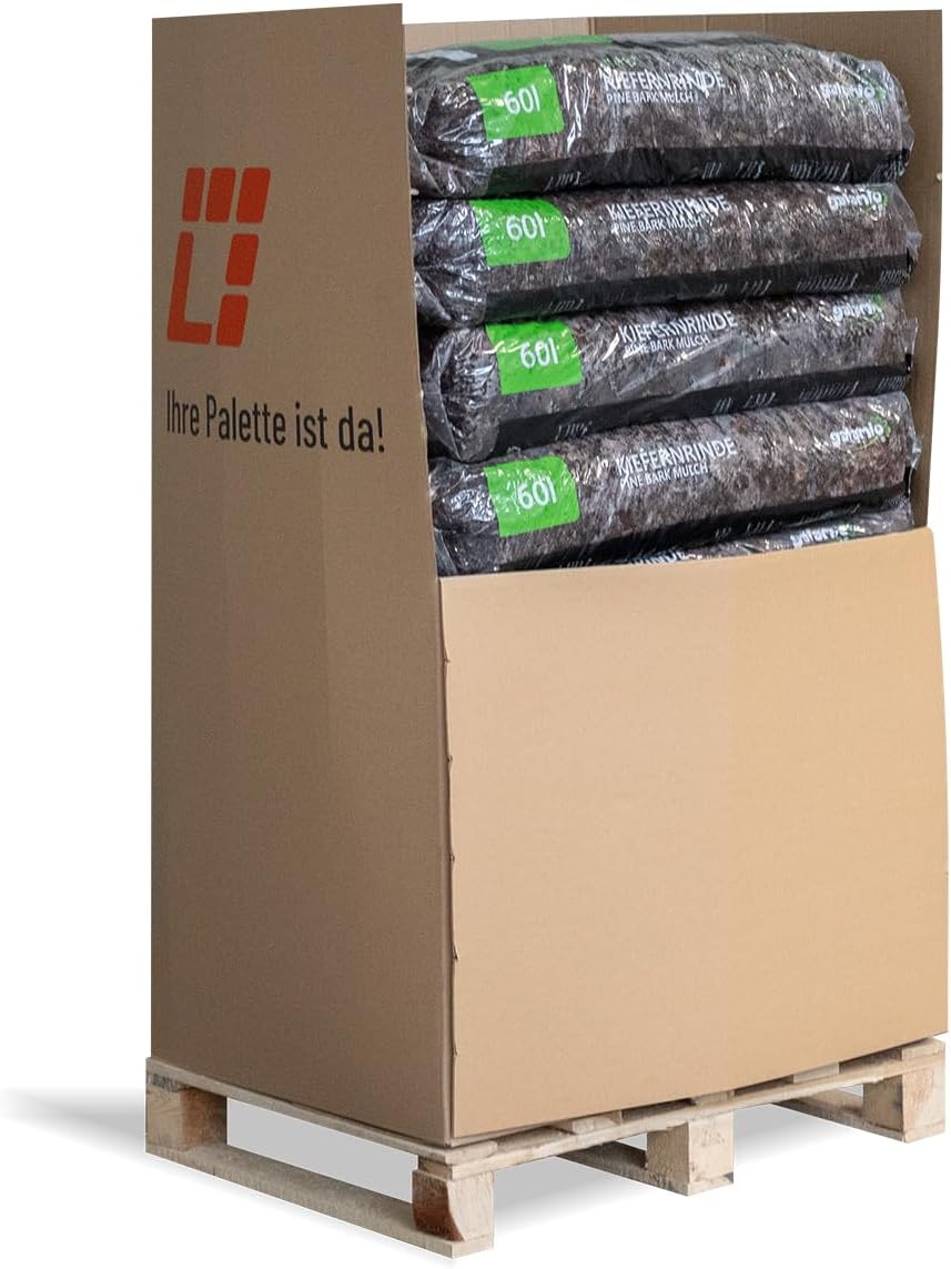 GALAMIO Kiefernrinde Kiefernmulch Rindenmulch Rinde Mulch Garten Dekor Pinus Sylvestris Natur Wald Kiefer Mittel 10-40mm 60l x 13 Sack 780l / 1 Palette