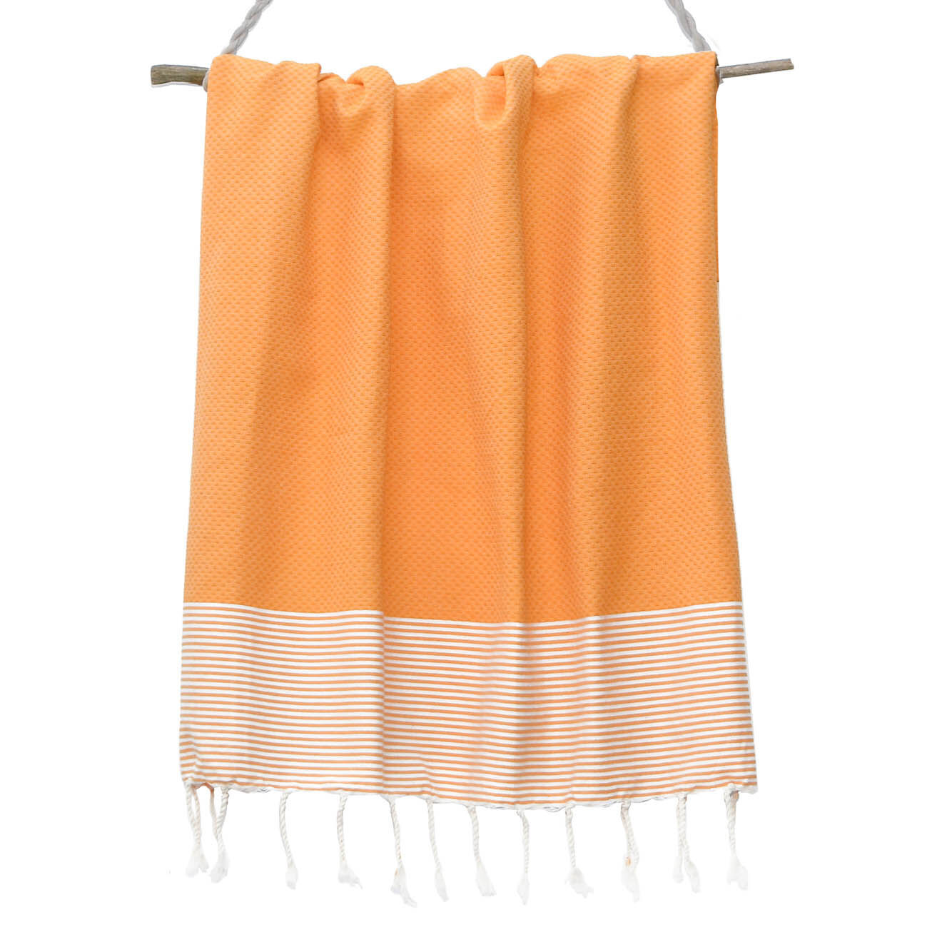 Febronie Fouta Nid d'Abeille Ibiza orange/blanc - 100x200 cm