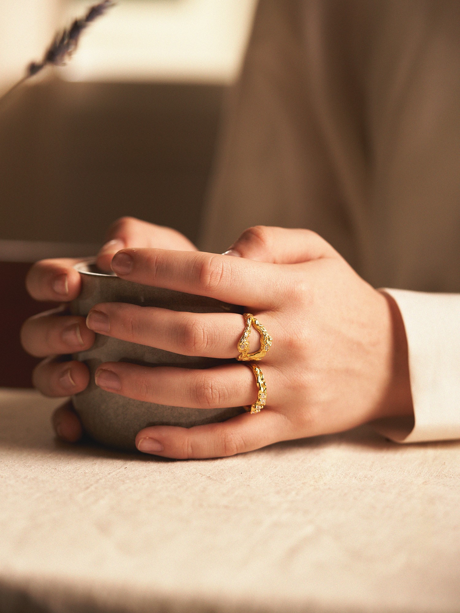 Jacque-ring | 925 sterlingsølv/18k forgyldt/zirkonia. Justerbar. | Gold | & Copenhagen