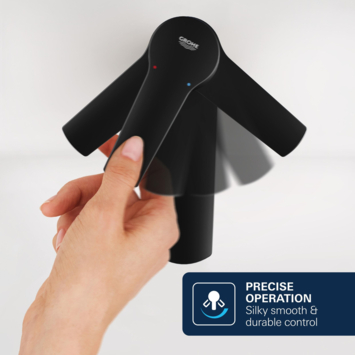 Grohe Dice wastafelmengkraan M-Size Push open Mat Zwart