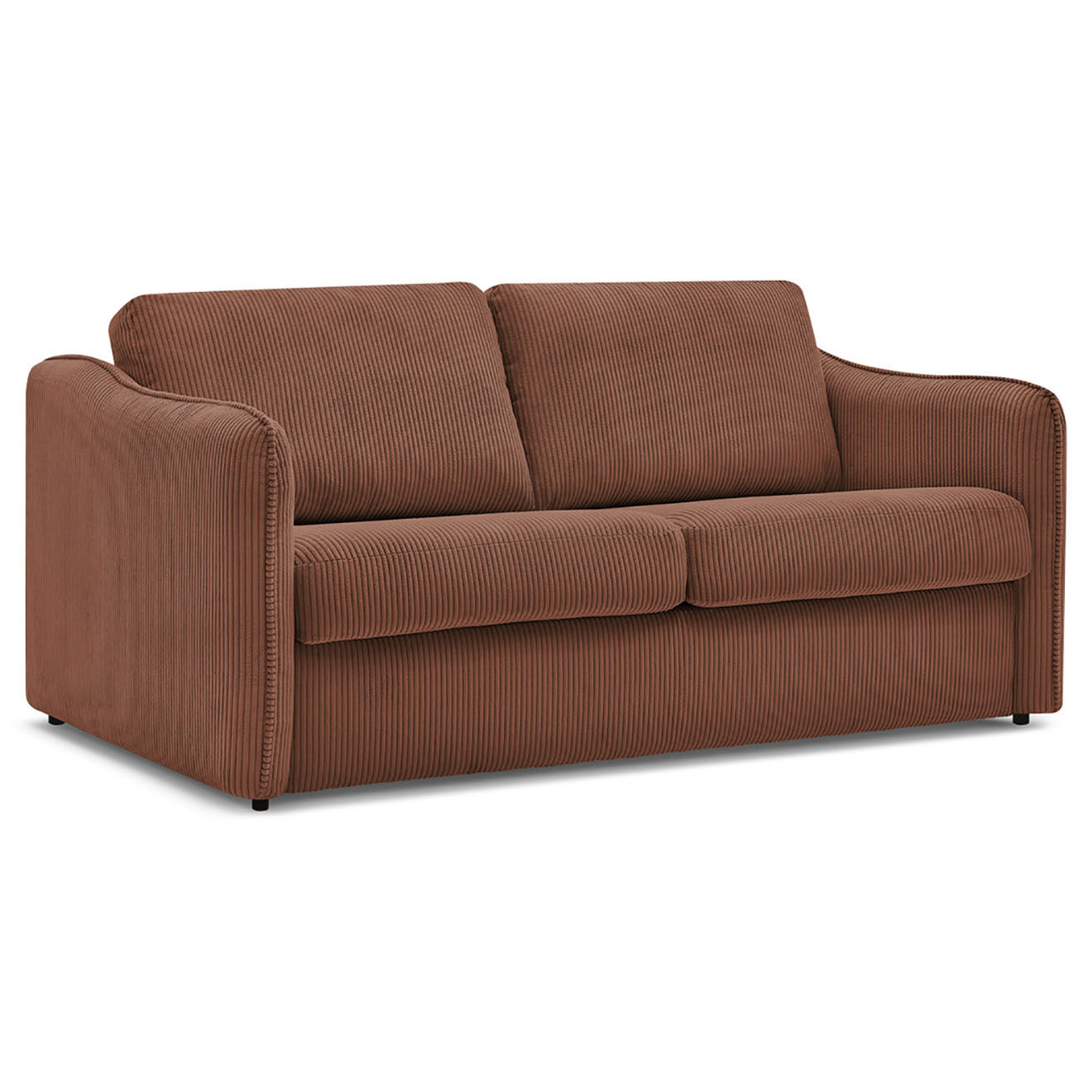 Bobochic Canapé droit convertible express en Velours côtelé 3 places Lenny orange - 178x102x89 cm