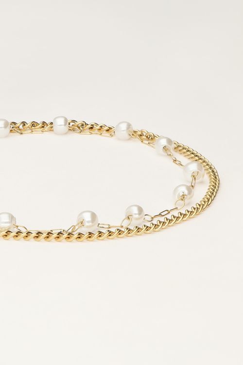 Minimalistische dubbele armband met parels