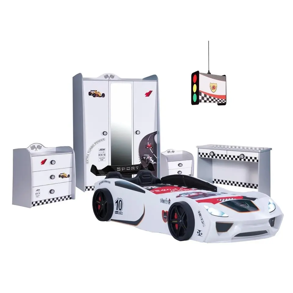 V2 Sport autobed racebed wit met licht en bekleding