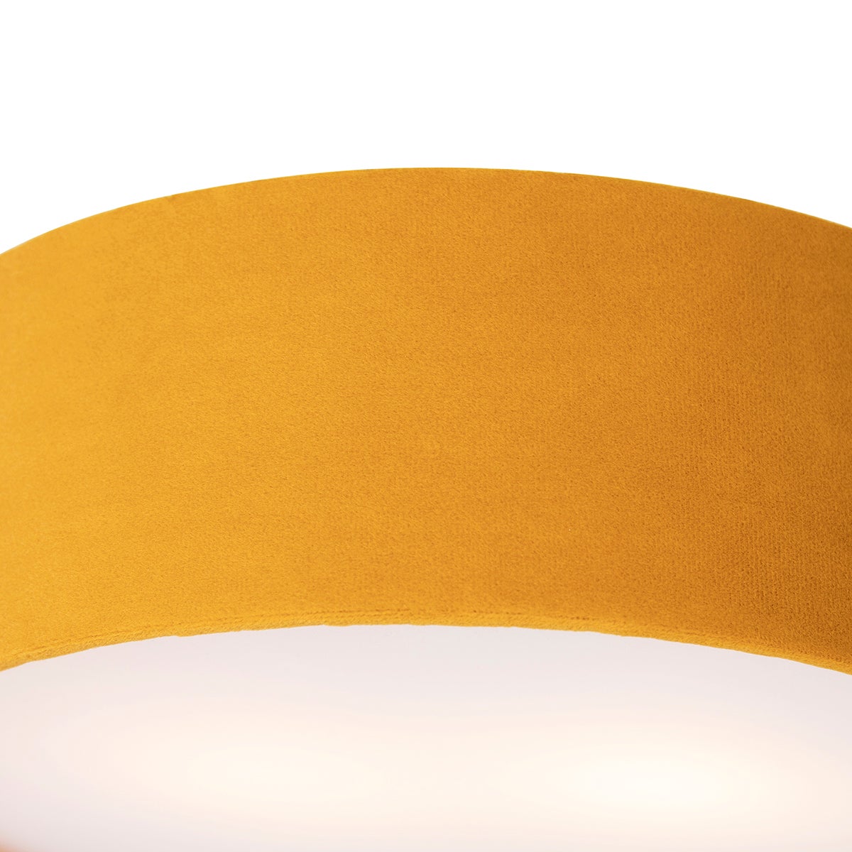 Plafondlamp oker 30 cm met gouden binnenkant - Drum