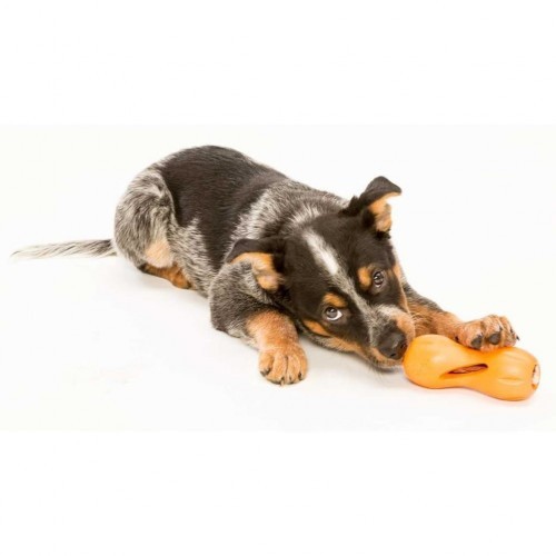 Brinquedo dispensador de petiscos laranja para cães
