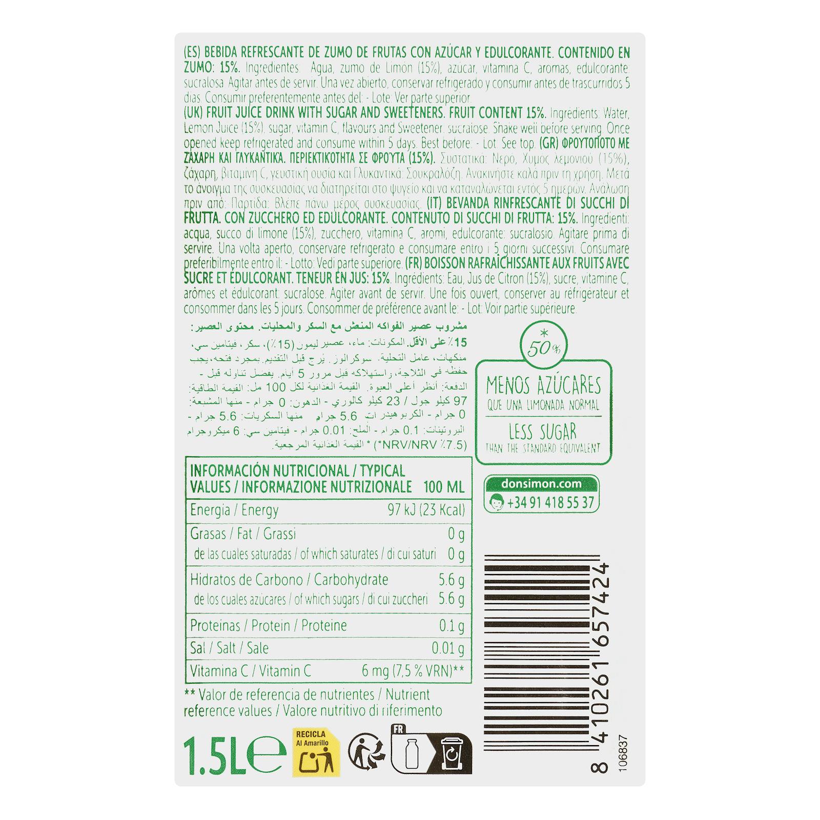 Limonade naturelle légère Don Simón sans gaz