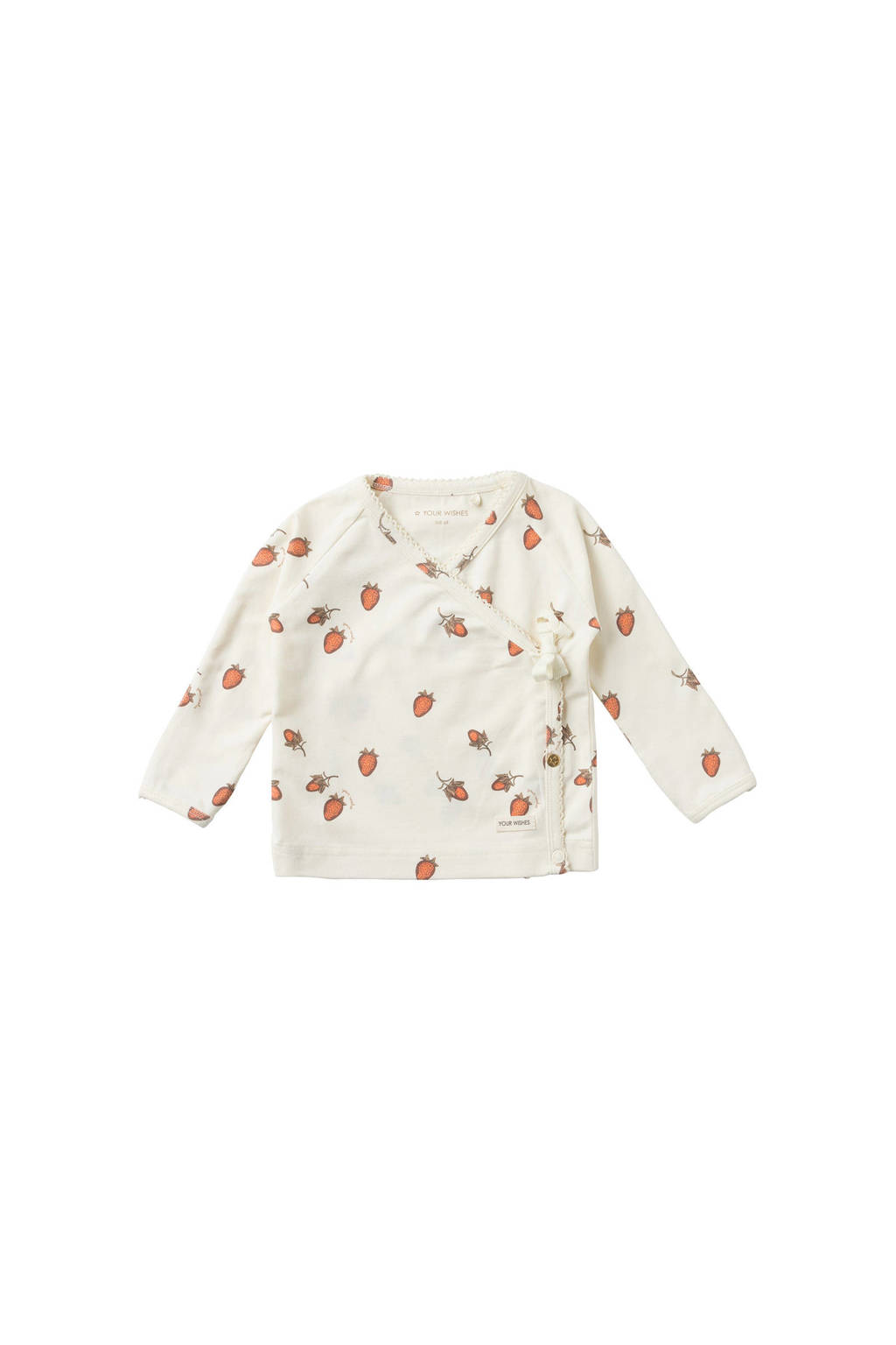 Your Wishes baby longsleeve met all over print en overslag detail wit/rood